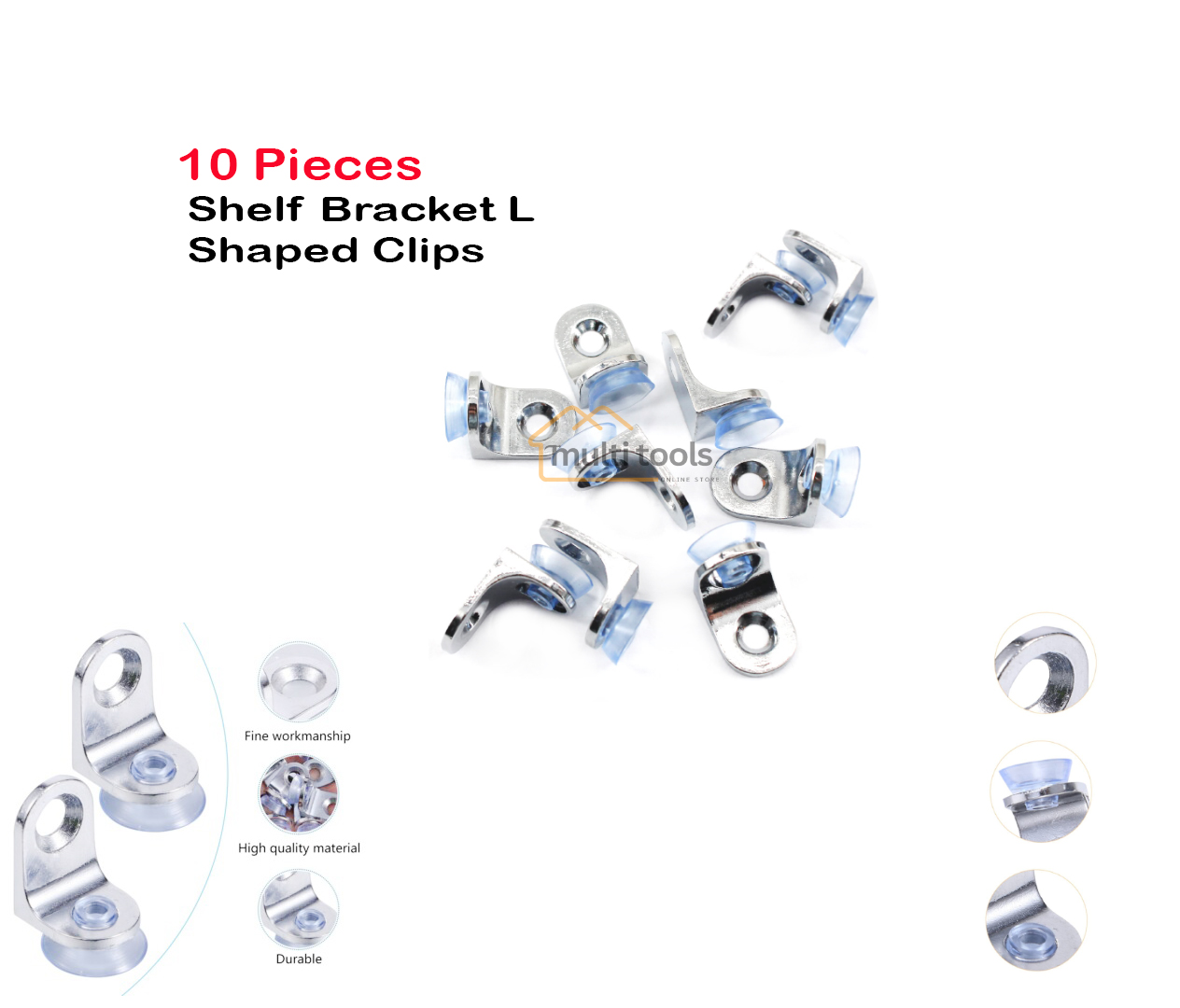 10 Pec Shelf Bracket L Shaped Clips